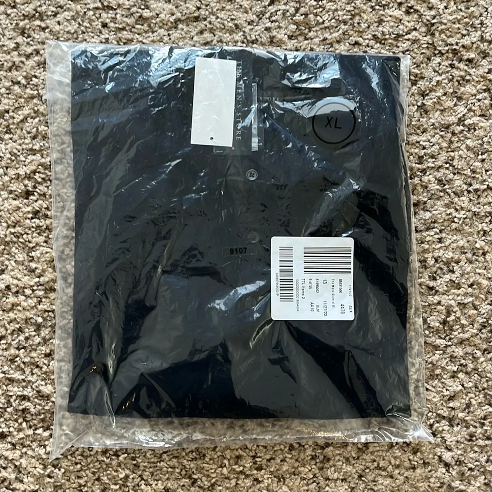 NWT Merino Wool Polo Long Sleeve Black Sweater Sz XL by Bloomingdale's